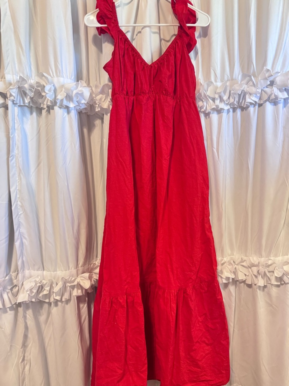T.J.Maxx Red Ruffled Strap Maxi Dress